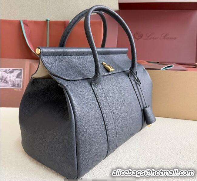 Luxury Classic Loro Piana Loom Top Handle bag L32 in Grained Calfskin Leather 0925 Dark Royal Blue 2025