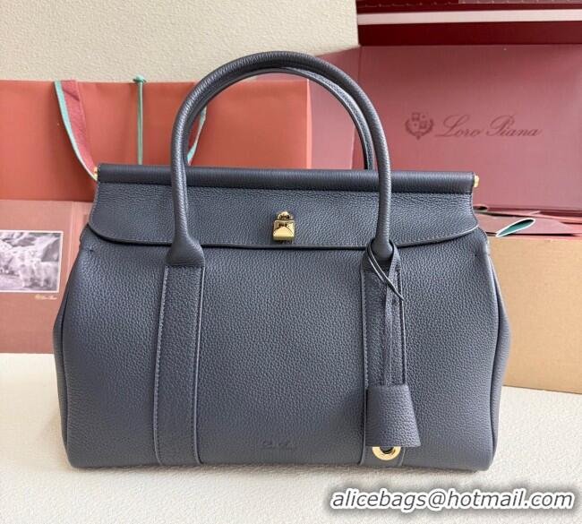 Luxury Classic Loro Piana Loom Top Handle bag L32 in Grained Calfskin Leather 0925 Dark Royal Blue 2025