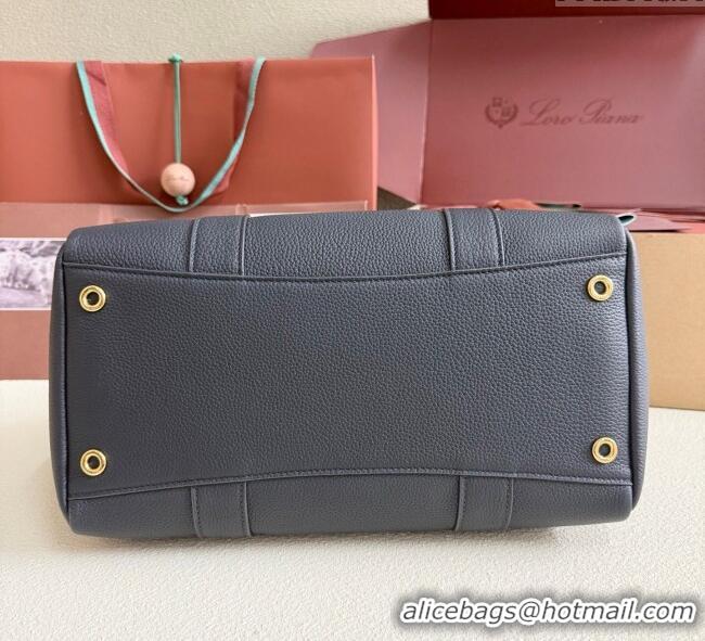 Luxury Classic Loro Piana Loom Top Handle bag L32 in Grained Calfskin Leather 0925 Dark Royal Blue 2025
