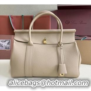 New Release Creation Loro Piana Loom Top Handle bag L32 in Grained Calfskin Leather 0925 Beige Grey 2025