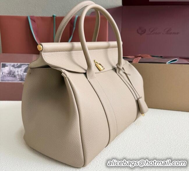 New Release Creation Loro Piana Loom Top Handle bag L32 in Grained Calfskin Leather 0925 Beige Grey 2025