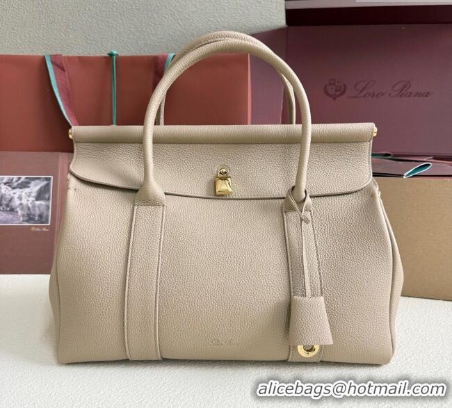 New Release Creation Loro Piana Loom Top Handle bag L32 in Grained Calfskin Leather 0925 Beige Grey 2025