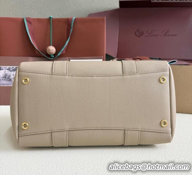 New Release Creation Loro Piana Loom Top Handle bag L32 in Grained Calfskin Leather 0925 Beige Grey 2025