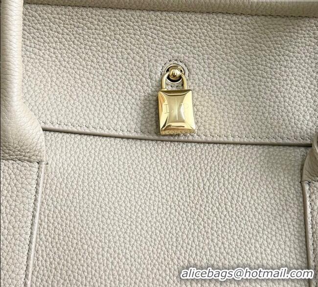 New Release Creation Loro Piana Loom Top Handle bag L32 in Grained Calfskin Leather 0925 Beige Grey 2025