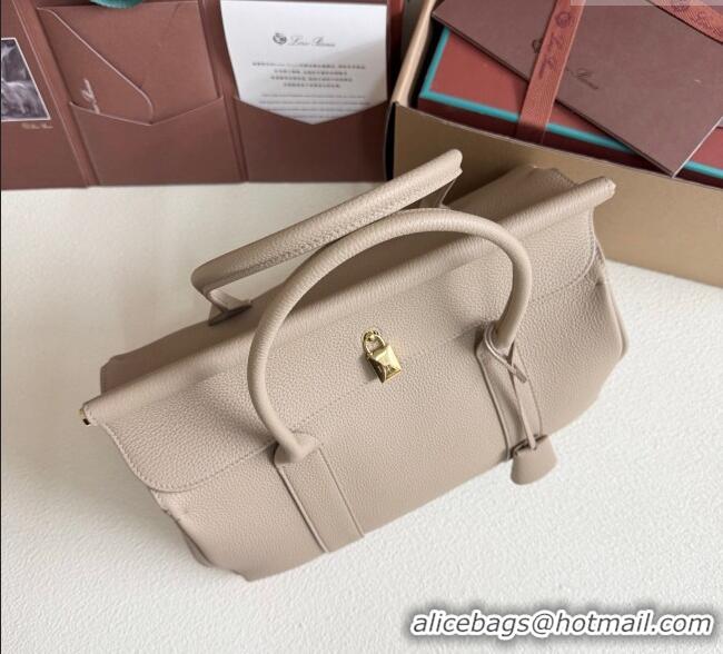 New Release Creation Loro Piana Loom Top Handle bag L32 in Grained Calfskin Leather 0925 Beige Grey 2025