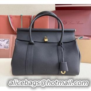 Best Grade Loro Piana Loom Top Handle bag L32 in Grained Calfskin Leather 0925 Black 2025