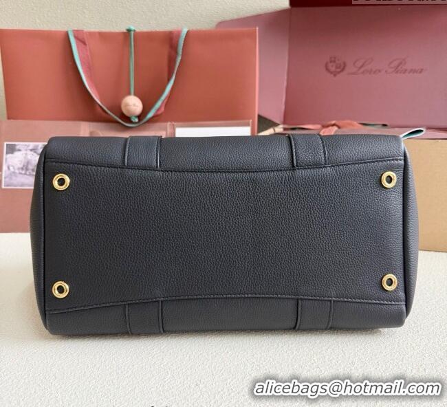 Best Grade Loro Piana Loom Top Handle bag L32 in Grained Calfskin Leather 0925 Black 2025