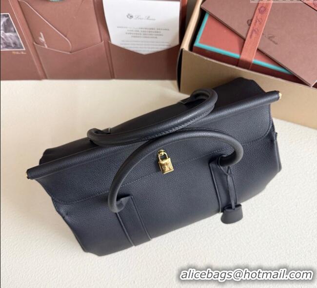 Best Grade Loro Piana Loom Top Handle bag L32 in Grained Calfskin Leather 0925 Black 2025