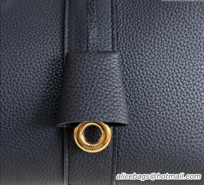 Best Grade Loro Piana Loom Top Handle bag L32 in Grained Calfskin Leather 0925 Black 2025