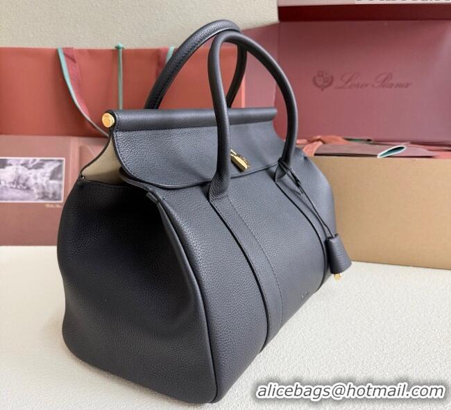 Best Grade Loro Piana Loom Top Handle bag L32 in Grained Calfskin Leather 0925 Black 2025