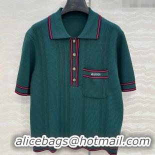 Buy Cheapest Gucci Tennis Polo Top 0620 Green 2025