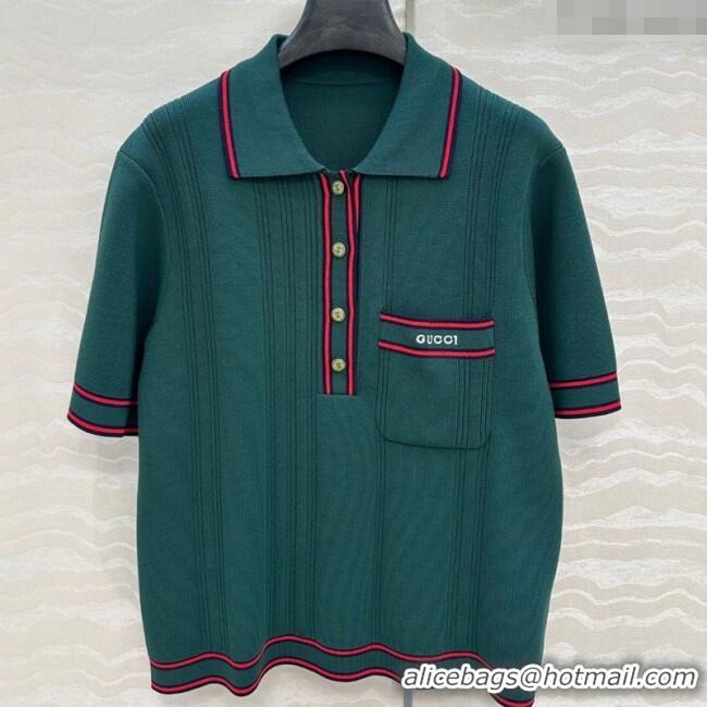Buy Cheapest Gucci Tennis Polo Top 0620 Green 2025
