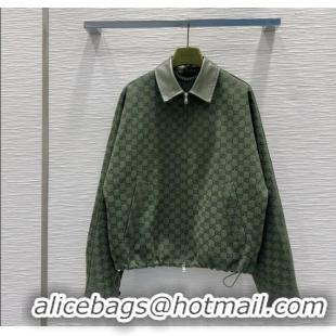 Famous Brand Gucci GG Zip Jacket 0716 Green 2025