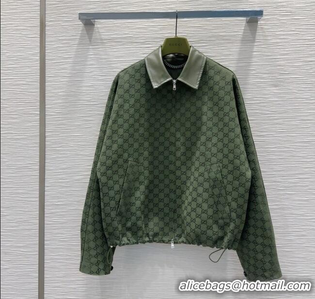 Famous Brand Gucci GG Zip Jacket 0716 Green 2025