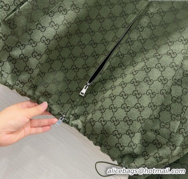Famous Brand Gucci GG Zip Jacket 0716 Green 2025