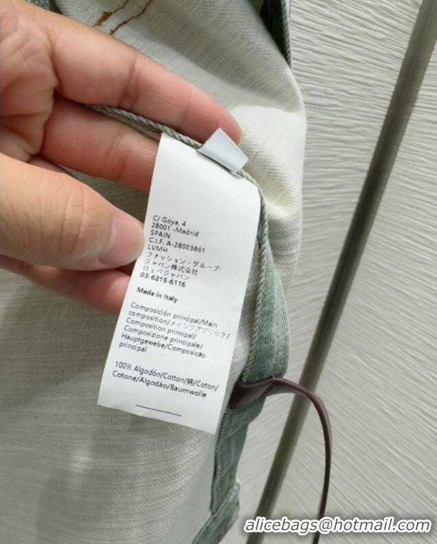 Famous Brand Loewe Denim Jacket with Tie 0716 Green 2025