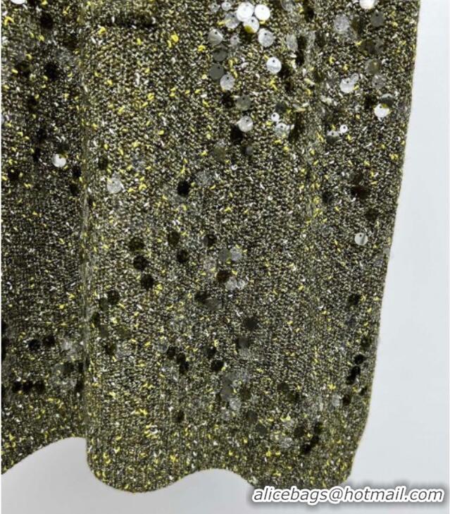 Famous Brand Gucci Sequins Knit Polo T-Shirt 0717 Green 2025