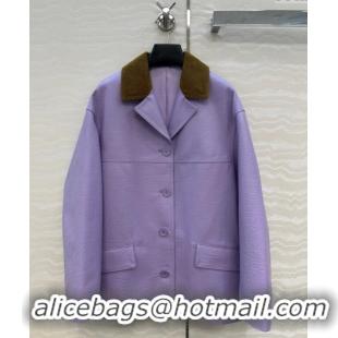 Famous Brand Gucci Sheepskin Jacket 0717 Purple 2025