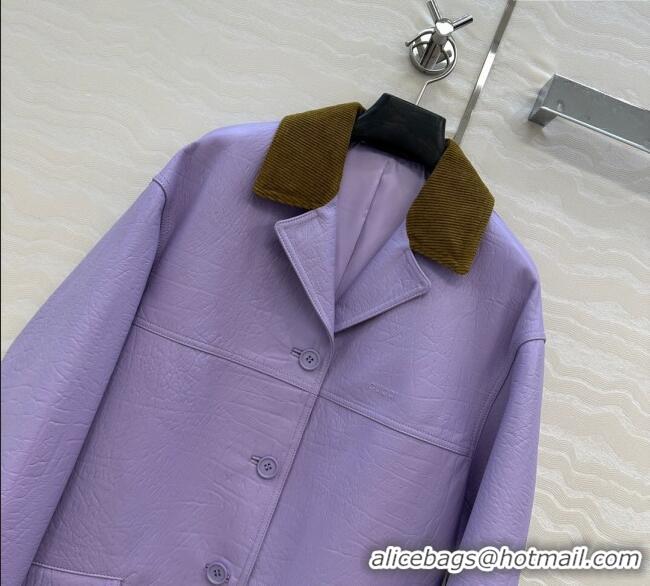 Famous Brand Gucci Sheepskin Jacket 0717 Purple 2025