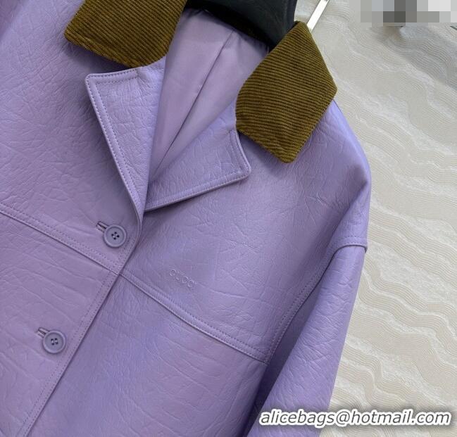 Famous Brand Gucci Sheepskin Jacket 0717 Purple 2025