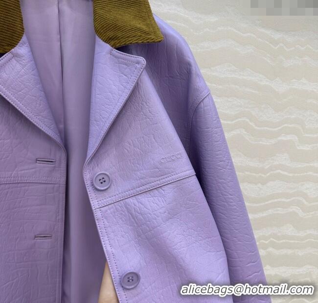 Famous Brand Gucci Sheepskin Jacket 0717 Purple 2025