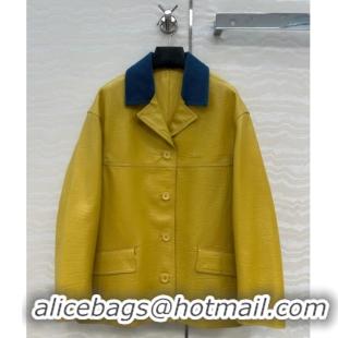 Luxury Discount Gucci Sheepskin Jacket 0717 Yellow 2025