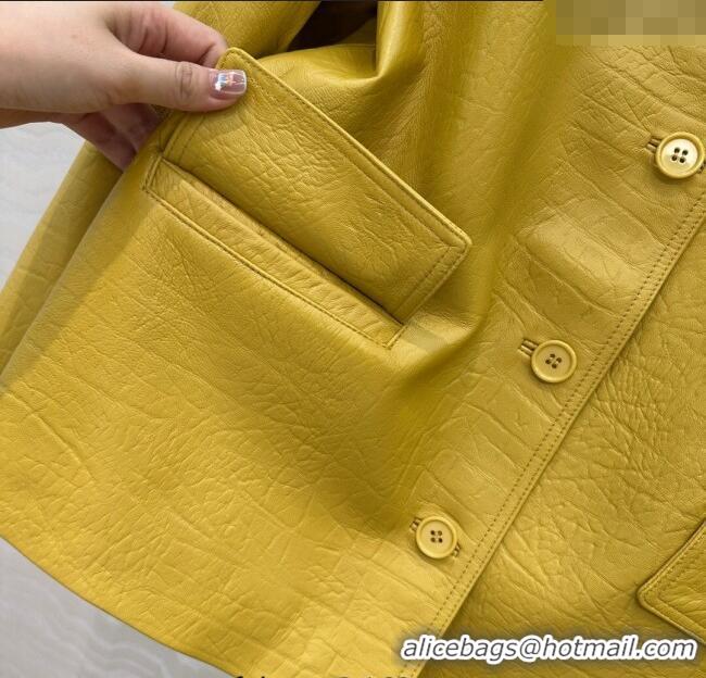 Luxury Discount Gucci Sheepskin Jacket 0717 Yellow 2025
