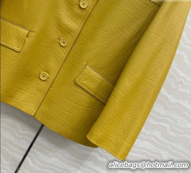 Luxury Discount Gucci Sheepskin Jacket 0717 Yellow 2025
