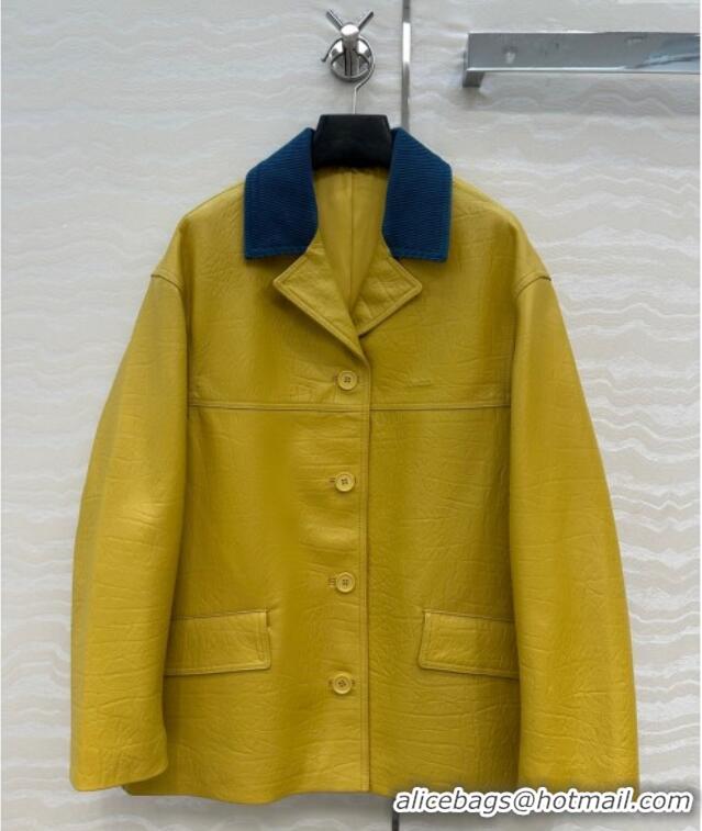 Luxury Discount Gucci Sheepskin Jacket 0717 Yellow 2025