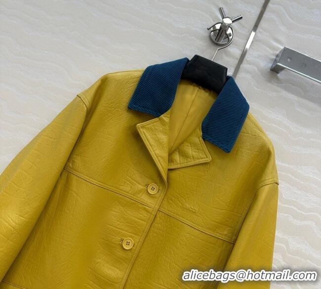 Luxury Discount Gucci Sheepskin Jacket 0717 Yellow 2025