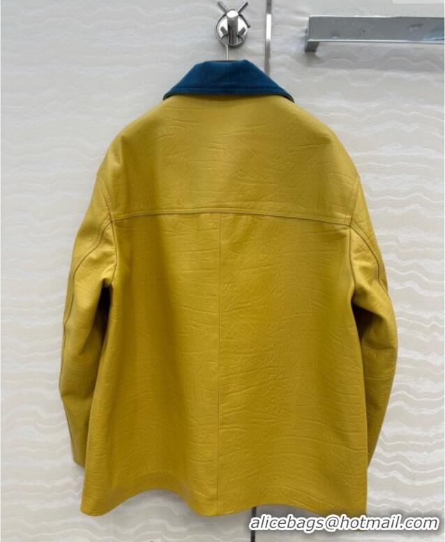 Luxury Discount Gucci Sheepskin Jacket 0717 Yellow 2025