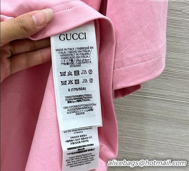 ​Famous Brand Gucci Cotton T-Shirt 0717 Pink 2025