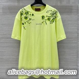 Luxury Discount Gucci Cotton T-Shirt 0717 Yellow 2025