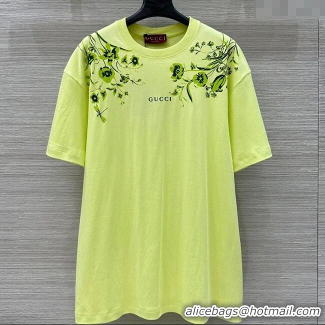 Luxury Discount Gucci Cotton T-Shirt 0717 Yellow 2025