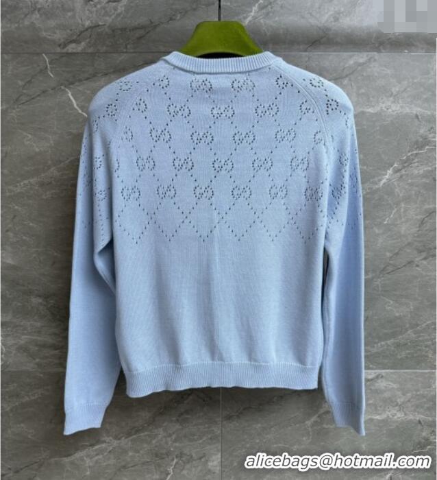 Shop Inexpensive Gucci Knit Cardigan G072404 Light Blue 2025