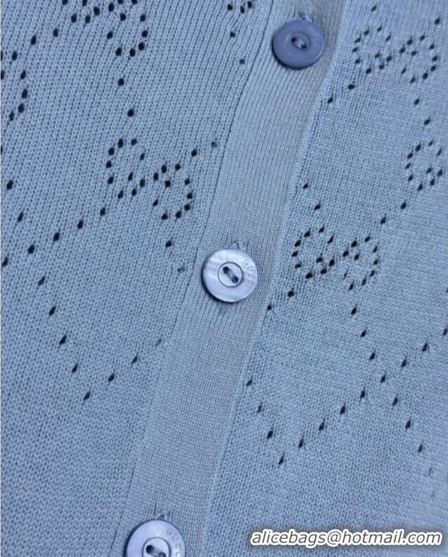 Shop Inexpensive Gucci Knit Cardigan G072404 Light Blue 2025