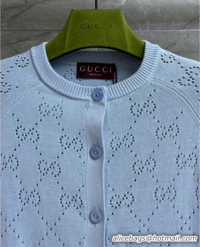 Shop Inexpensive Gucci Knit Cardigan G072404 Light Blue 2025