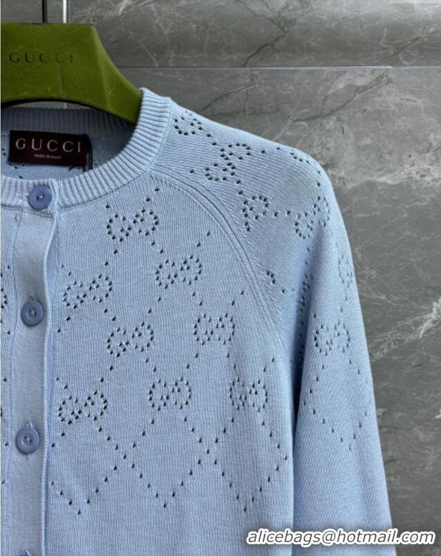 Shop Inexpensive Gucci Knit Cardigan G072404 Light Blue 2025