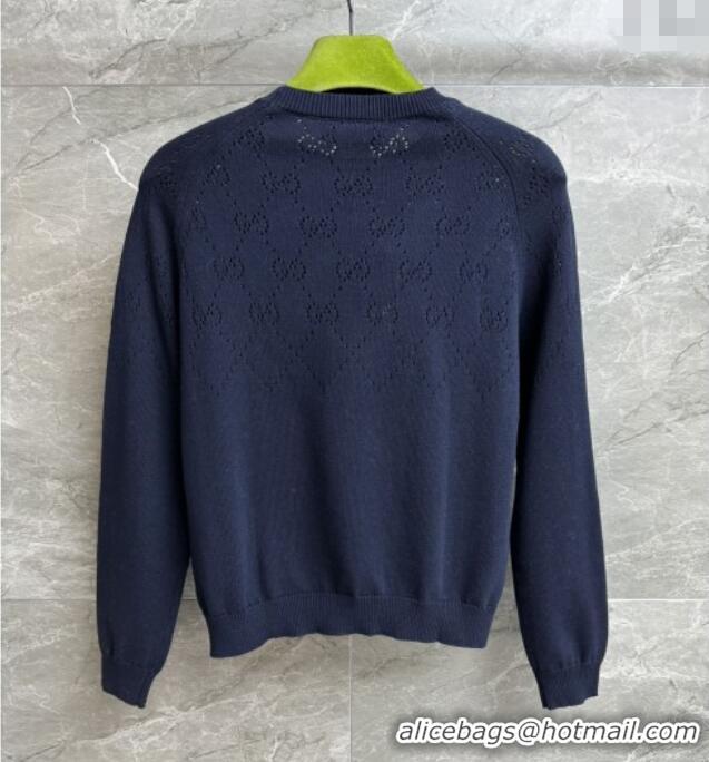 Famous Brand Gucci Knit Cardigan G072405 Deep Blue 2025