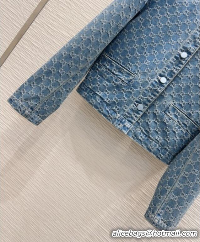 Buy Classic Gucci GG Denim Jacket G73020 Blue 2025