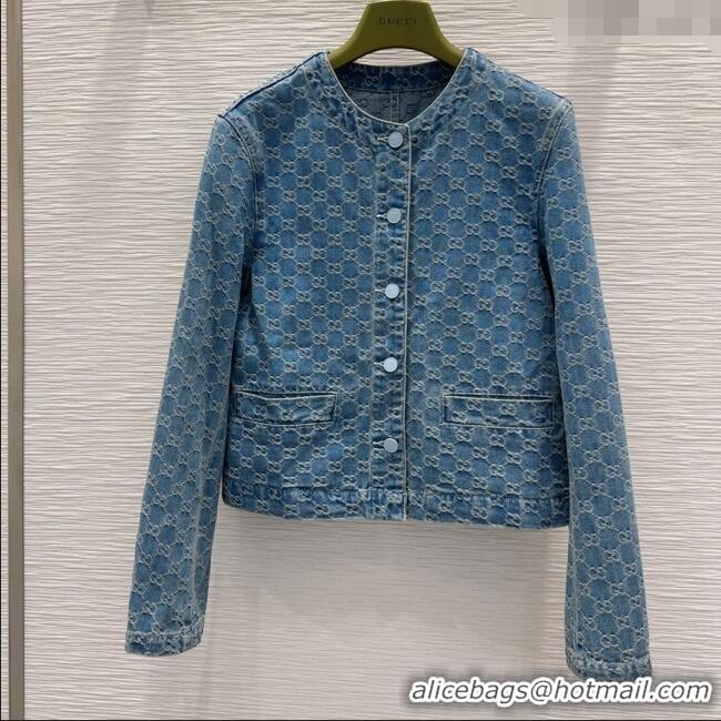 Buy Classic Gucci GG Denim Jacket G73020 Blue 2025