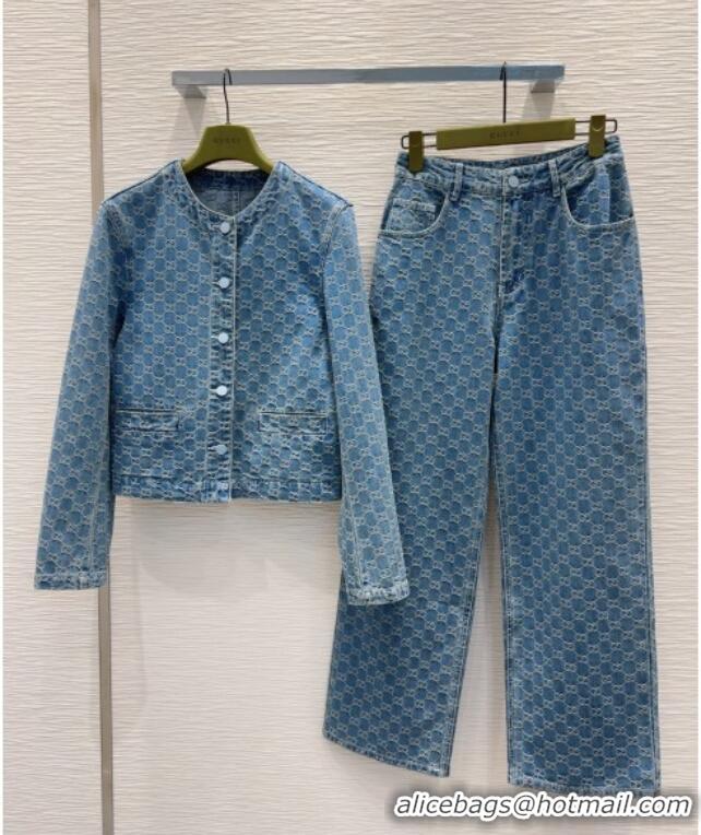 Buy Classic Gucci GG Denim Jacket G73020 Blue 2025