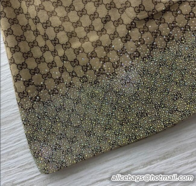 Big Discount Gucci GG Skirt with Crystals G82137 Brown 2025