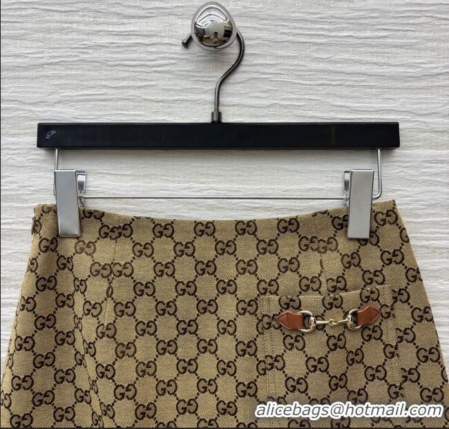 Big Discount Gucci GG Skirt with Crystals G82137 Brown 2025