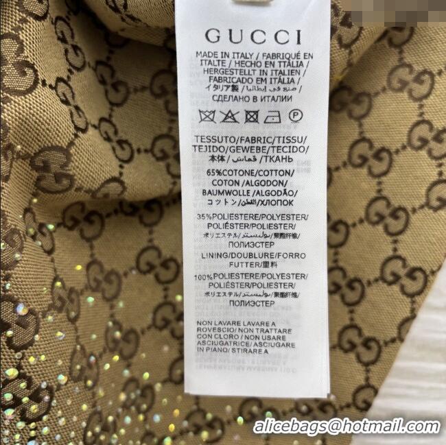 Big Discount Gucci GG Skirt with Crystals G82137 Brown 2025