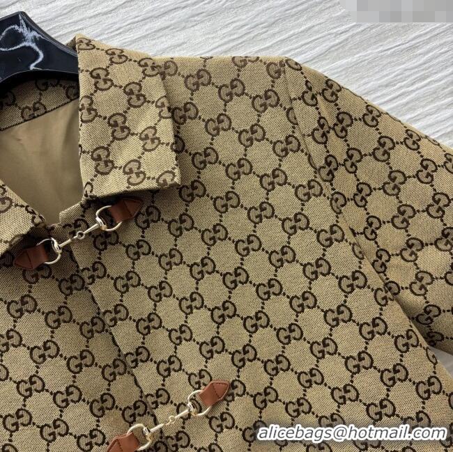 Shop Inexpensive Gucci GG Shirt with Crystals G82138 Brown 2025