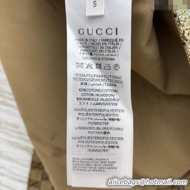 Shop Inexpensive Gucci GG Shirt with Crystals G82138 Brown 2025