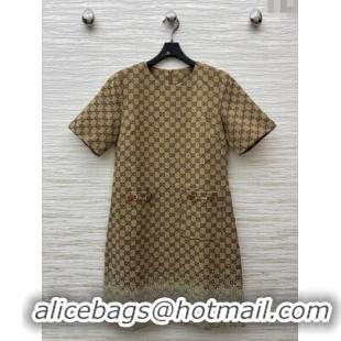 Particularly Recommended Gucci GG Dress with Crystals G82139 Brown 2025