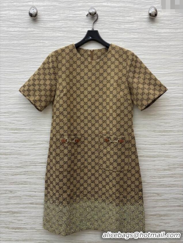 Particularly Recommended Gucci GG Dress with Crystals G82139 Brown 2025