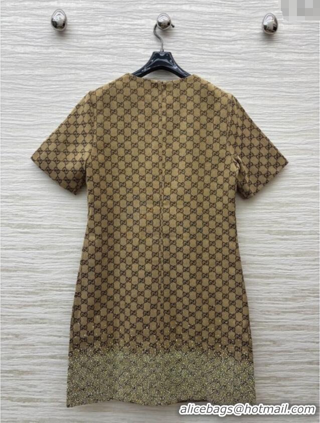 Particularly Recommended Gucci GG Dress with Crystals G82139 Brown 2025